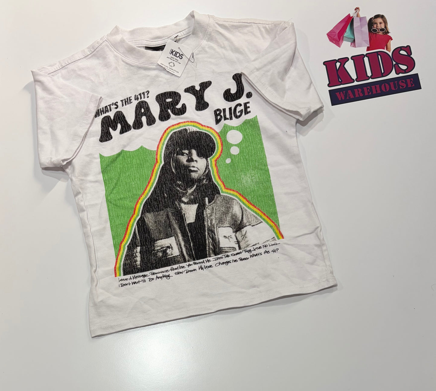 Not Used Cotton On White, What's The 411? Mary J Print Top Size 4