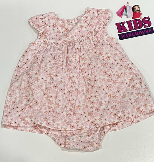 M&S White & Pink Dress With Flower Pattern Size 0