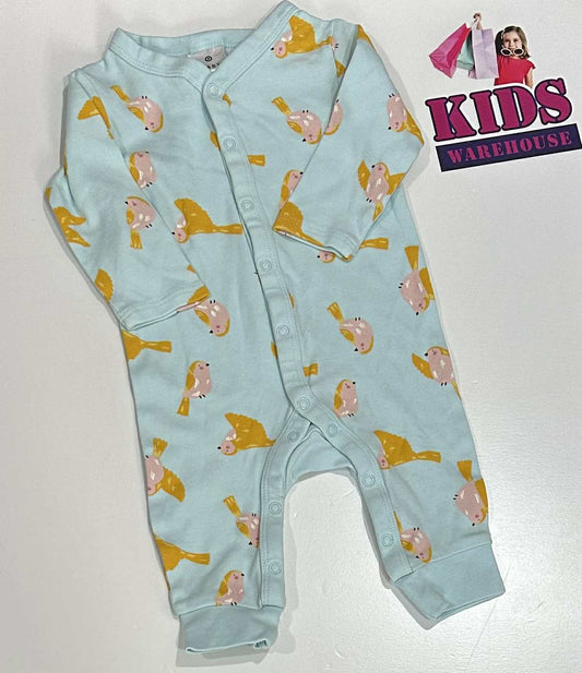 Target Blue Jumpsuit With Orange Bird Pattern Size 000