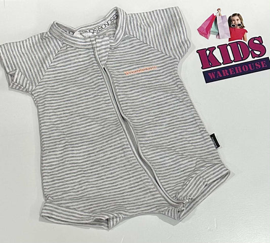 Bonds White & Grey Bodysuit Size 000