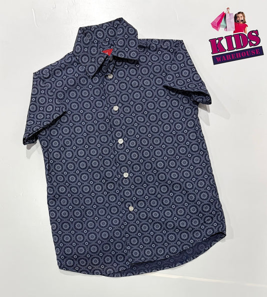 Fred Bracks Navy Blue, White Print Top Size 4