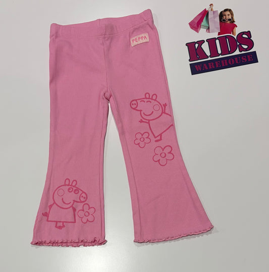 Peppa Pig Pink, Character Print Flared Pants Size 2