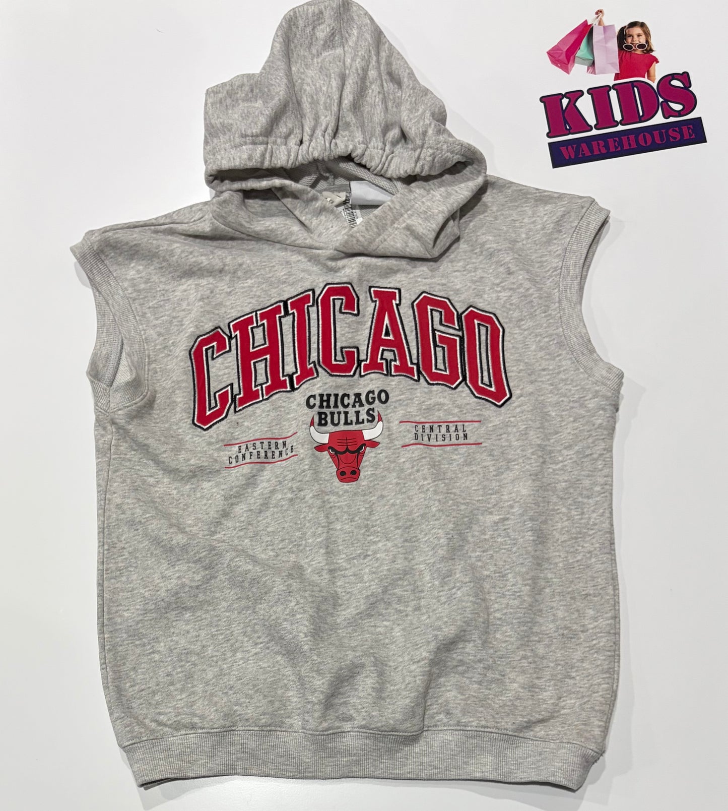 NBA Grey, Chicago Bulls Sleevless Hoodie Size 9