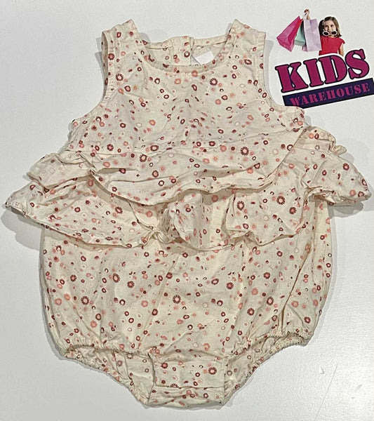 Fox & Finch White Bodysuit With Pink Flower Pattern Size 2