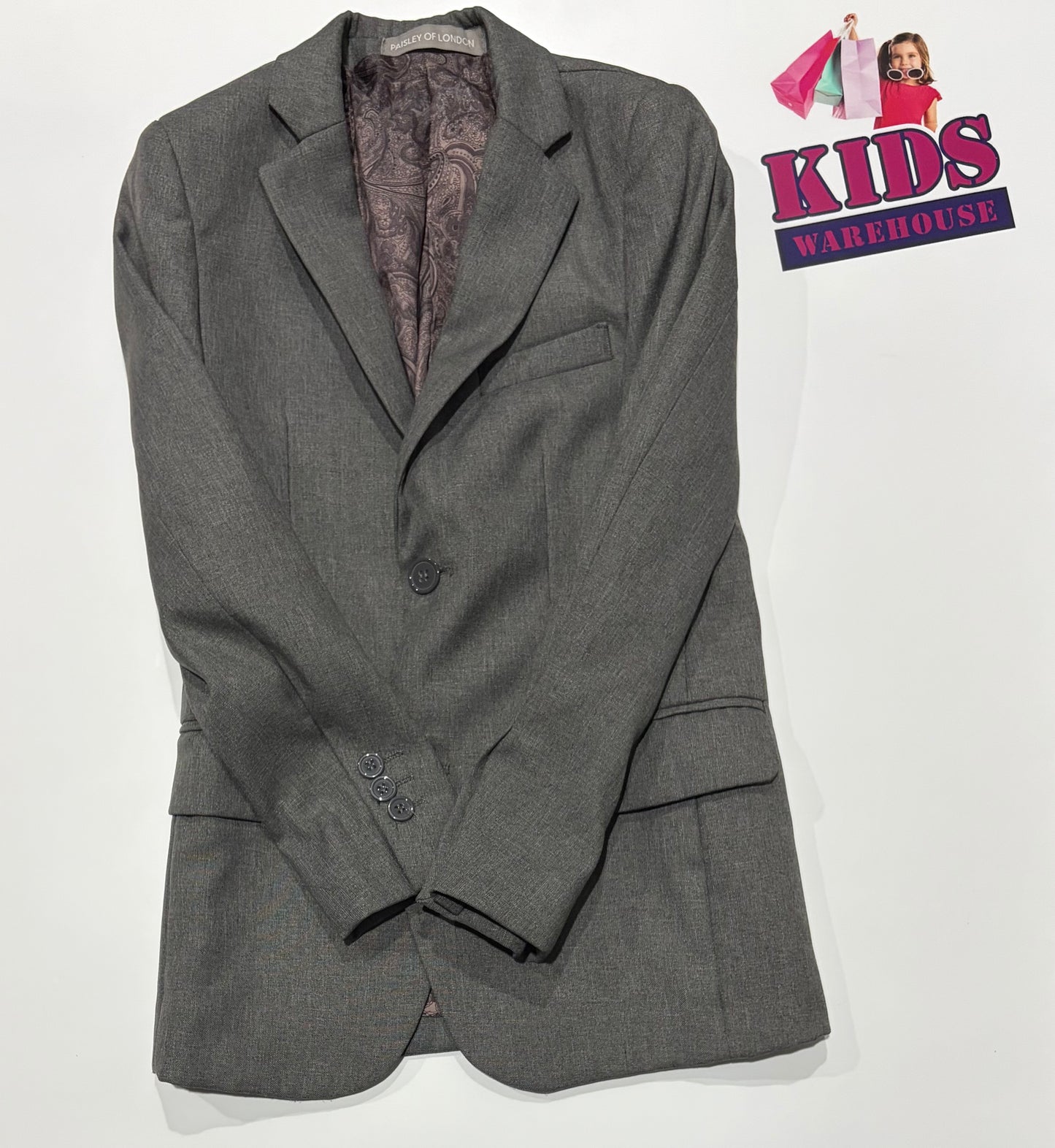 Paisley Of London Grey, Pattern Lined Suit Jacket Size 9