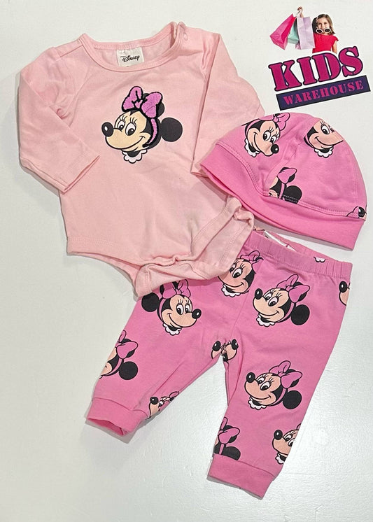 Disney Pink 3 Piece Minnie Mouse PJ Set Size 000