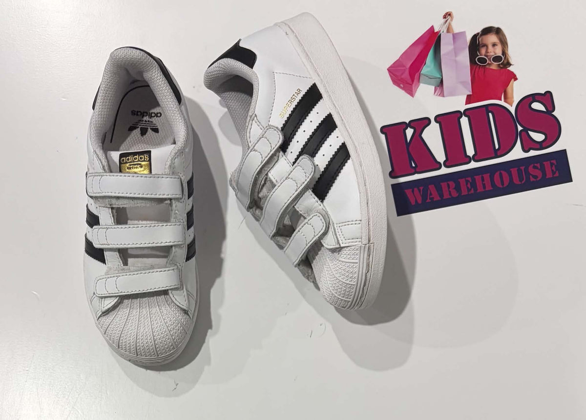 Adidas White, Black, Gold Runners Size US1/UK13.5 (Older Child)
