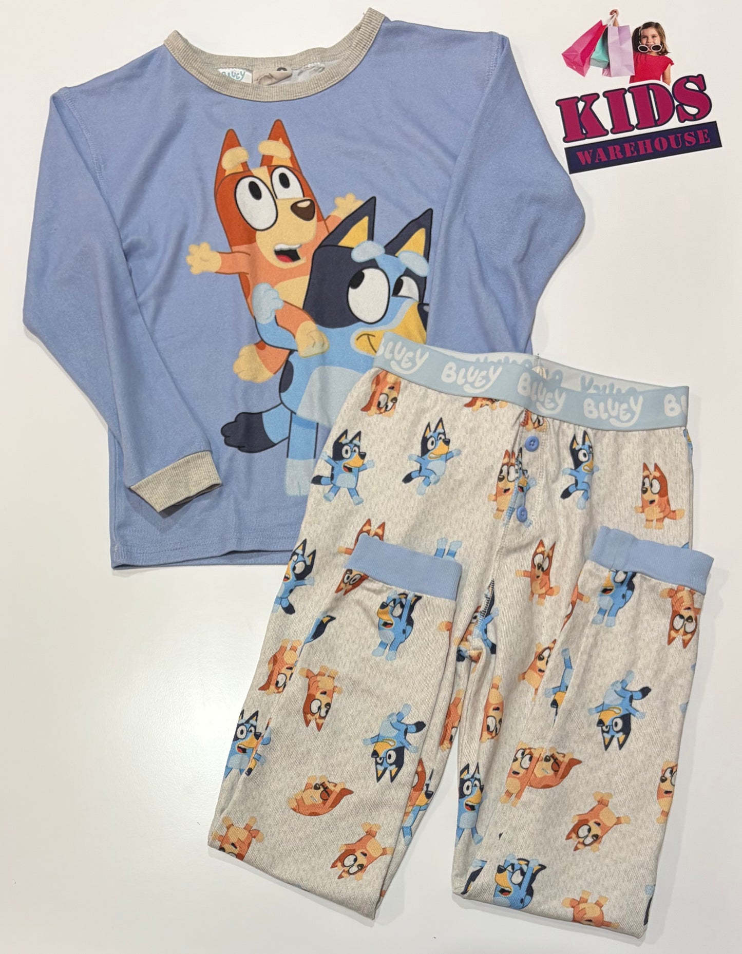 Cotton On X Bluey Blue, Character Print Pyjama 2 Piece Set Size 8