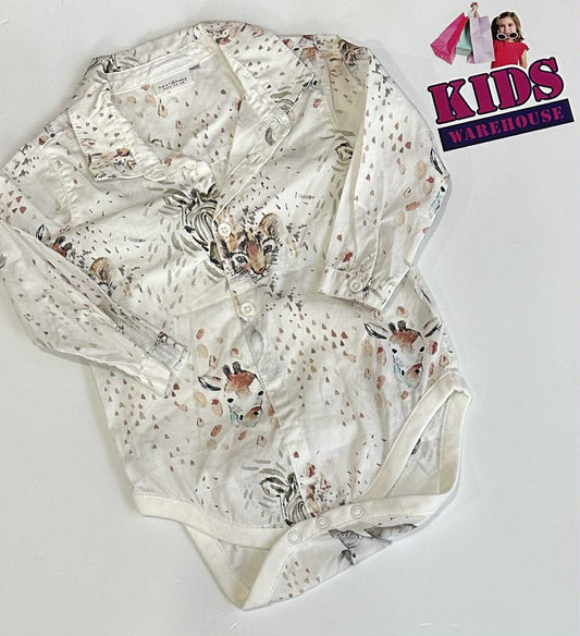 Next Baby White Bodysuit With Animal Pattern Size 0