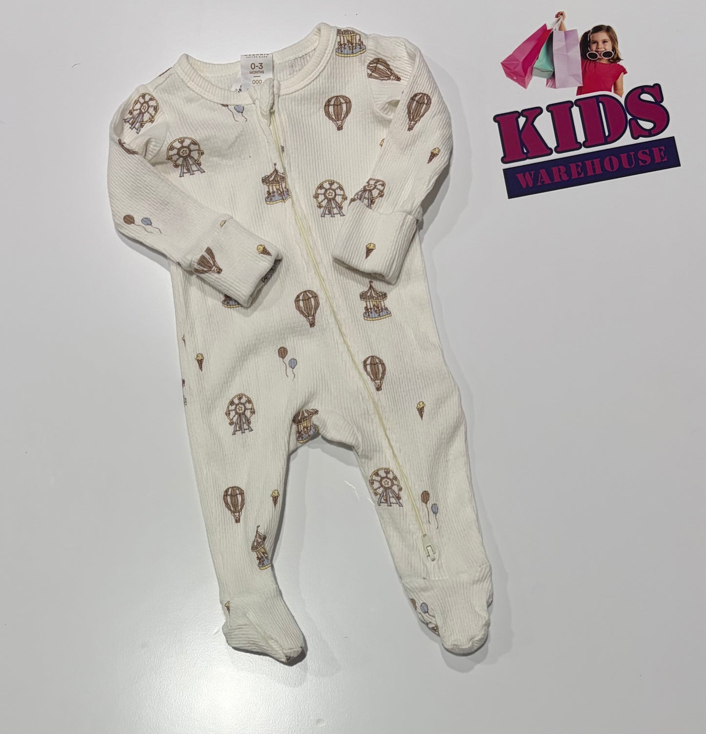 Cotton On White, Brown Theme Park Print Jumpsuit Size 000
