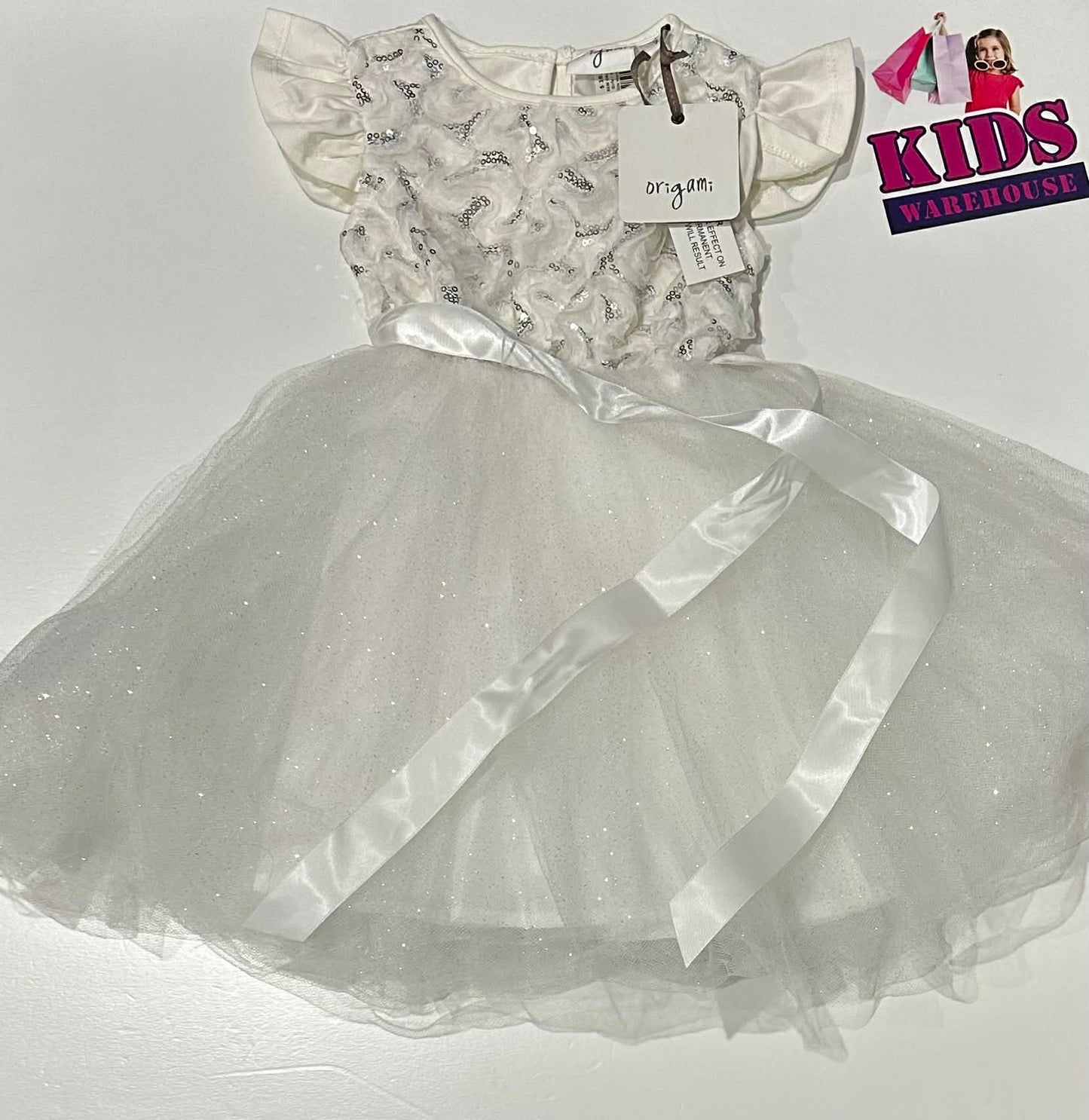 New Origami White Sparkly Tutu Dress Size 2 (RRP $54.95)