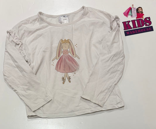 White Bunny Princess Print Top Size 5