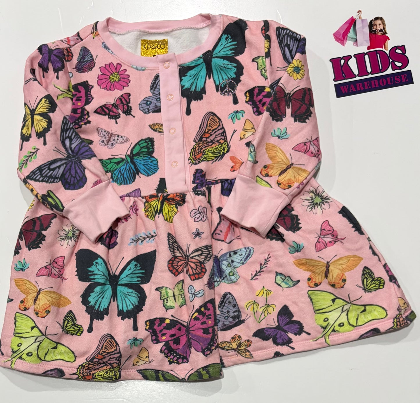 KP&CO Pink, Buttefly Print Dress Size 5