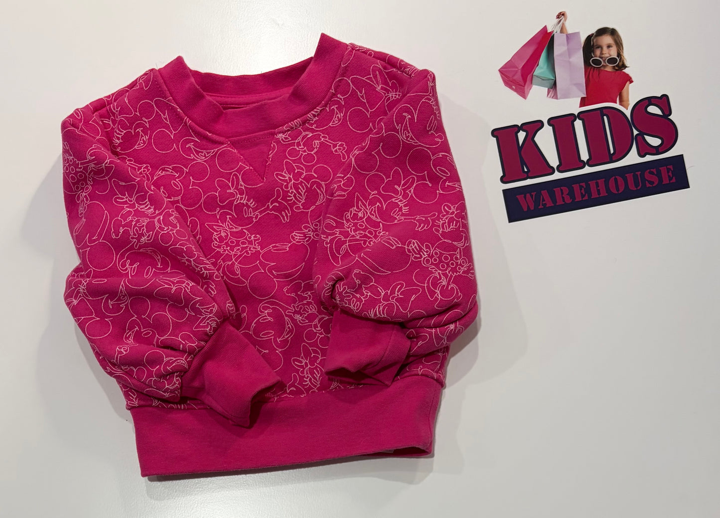 Disney Pink, Mickey & Minnie Print Sweater Size 1