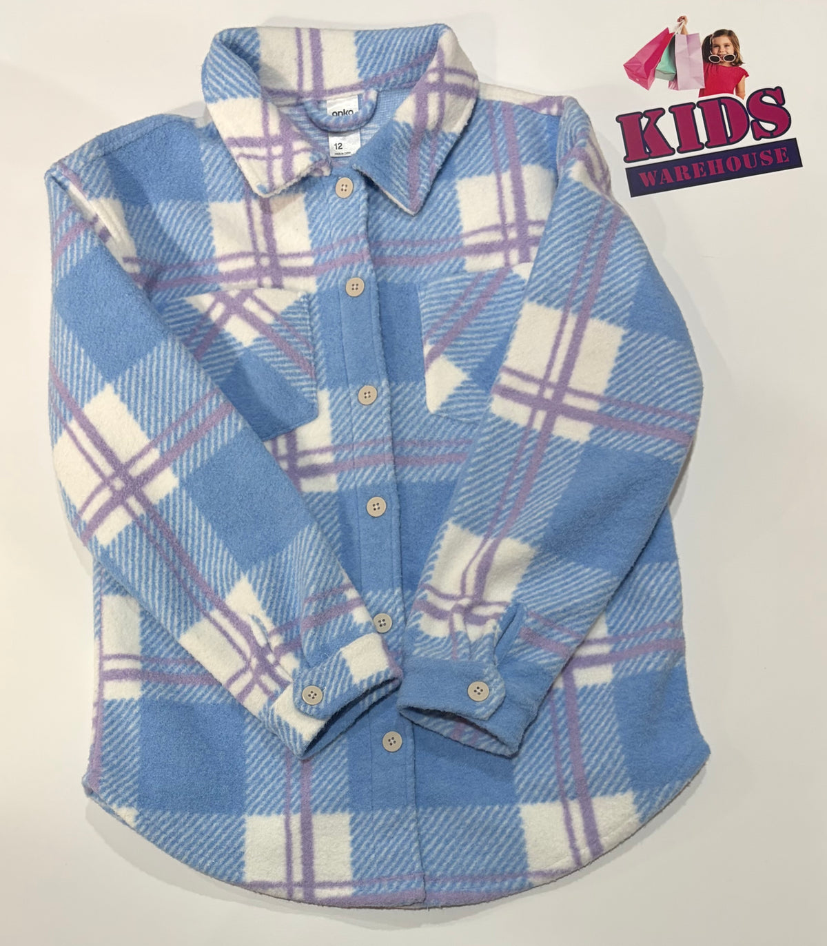 Blue, White, Purple Plaid Jacket Size 12