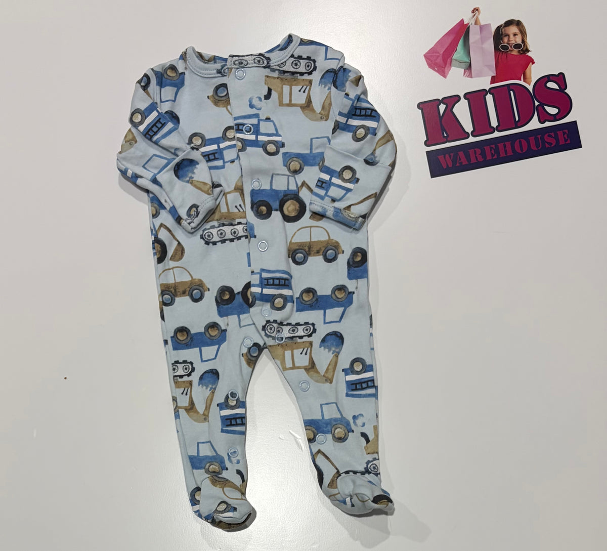 Baby Baby Blue, Truck Print Jumpsuit Size 00000