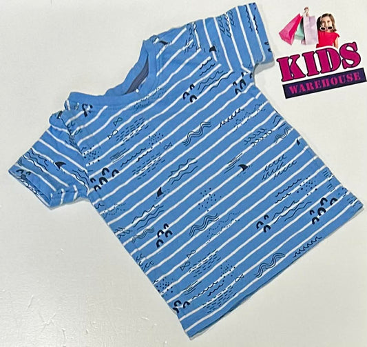 Sprout Blue & White Striped Top With Beach Style Pattern Size 1