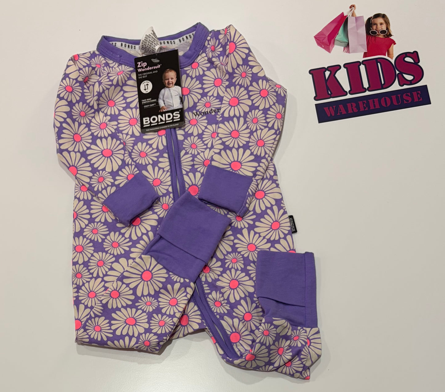 Not Used Bonds Purple, White Floral Print Wondersuit Size 00
