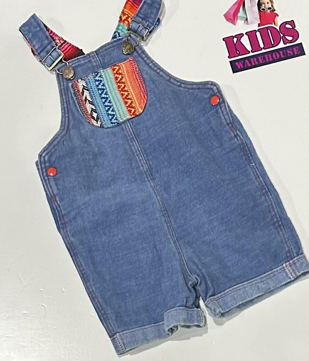 Homemade Blue Denim Overalls With Multicoloured Pocket Size 0