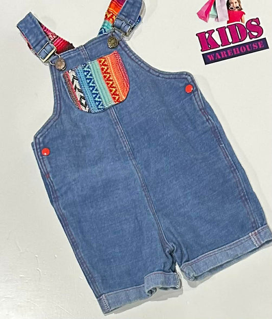 Homemade Blue Denim Overalls With Multicoloured Pocket Size 0