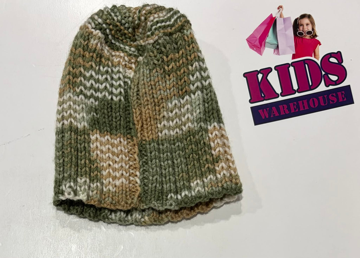 Green, White, Yellow Knitted Beanie (Child)