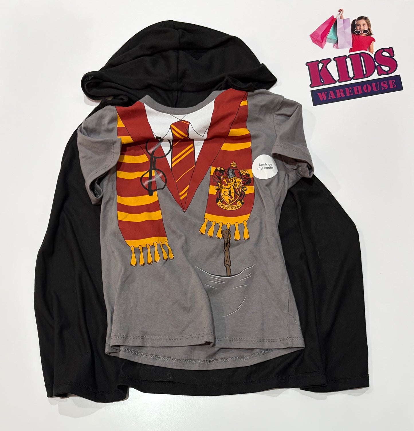 Not Used Harry Potter School Uniform Print Top With Gryfrindor Print Hooded Cape Size 5