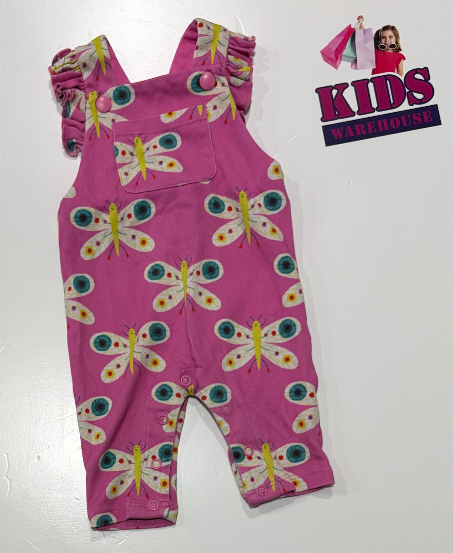 Gorman Kids Pink, Butterfly Print Playsuit Size 0000