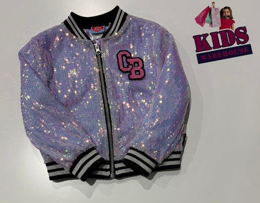 Care Bears Purple Sequin Bomber Jacket Size 5