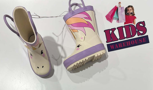 White, Unicorn Pink Gumboots Size 3 (Child)