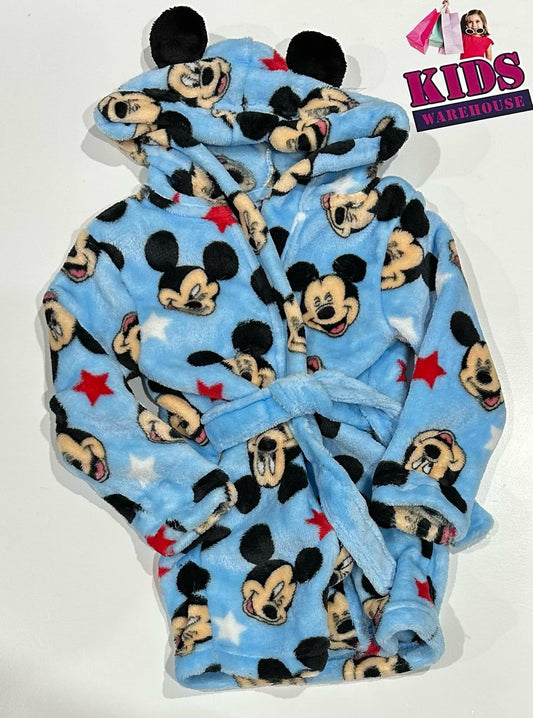 Disney Blue Dressing Gown With Mickey Mouse Pattern Size 1
