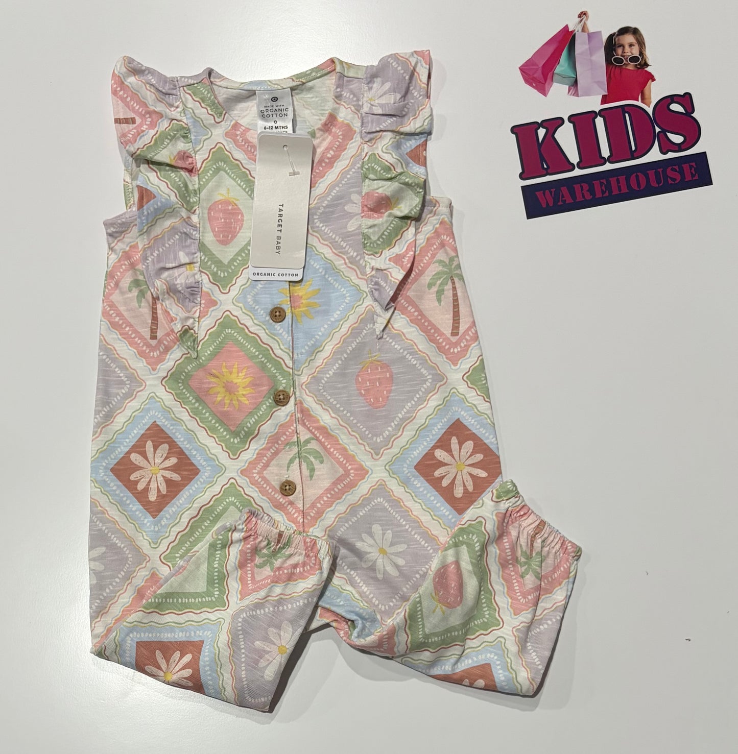 Not Used White, Green, Pink, Blue Playsuit Size 0