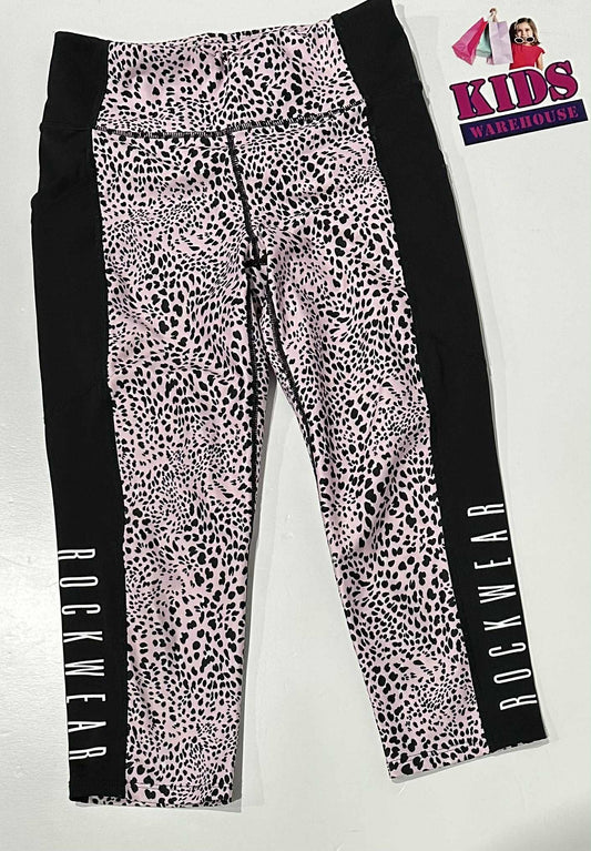 Rock Wear Black & Pink Dotted Leggings Size 8