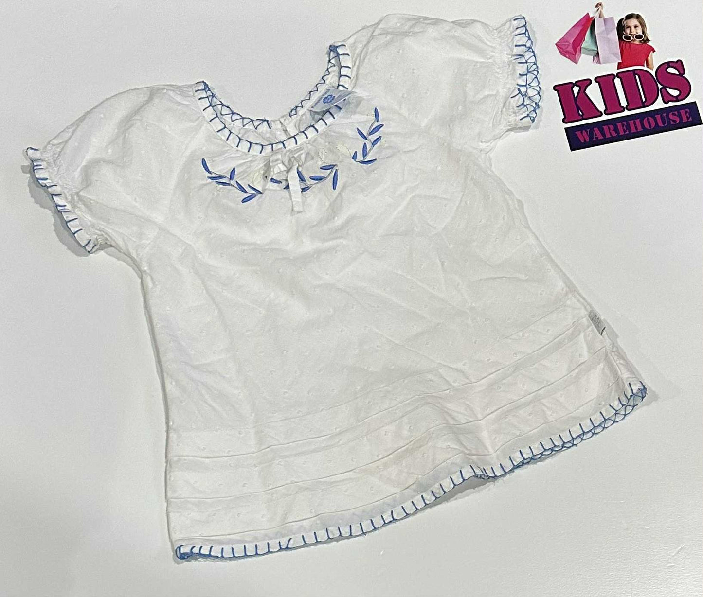 Pumpkin Patch White & Blue Top Size 1