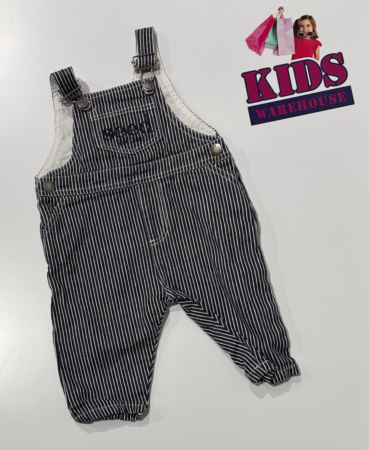 Seed Heritage Black, White Stripe Overalls Size 00