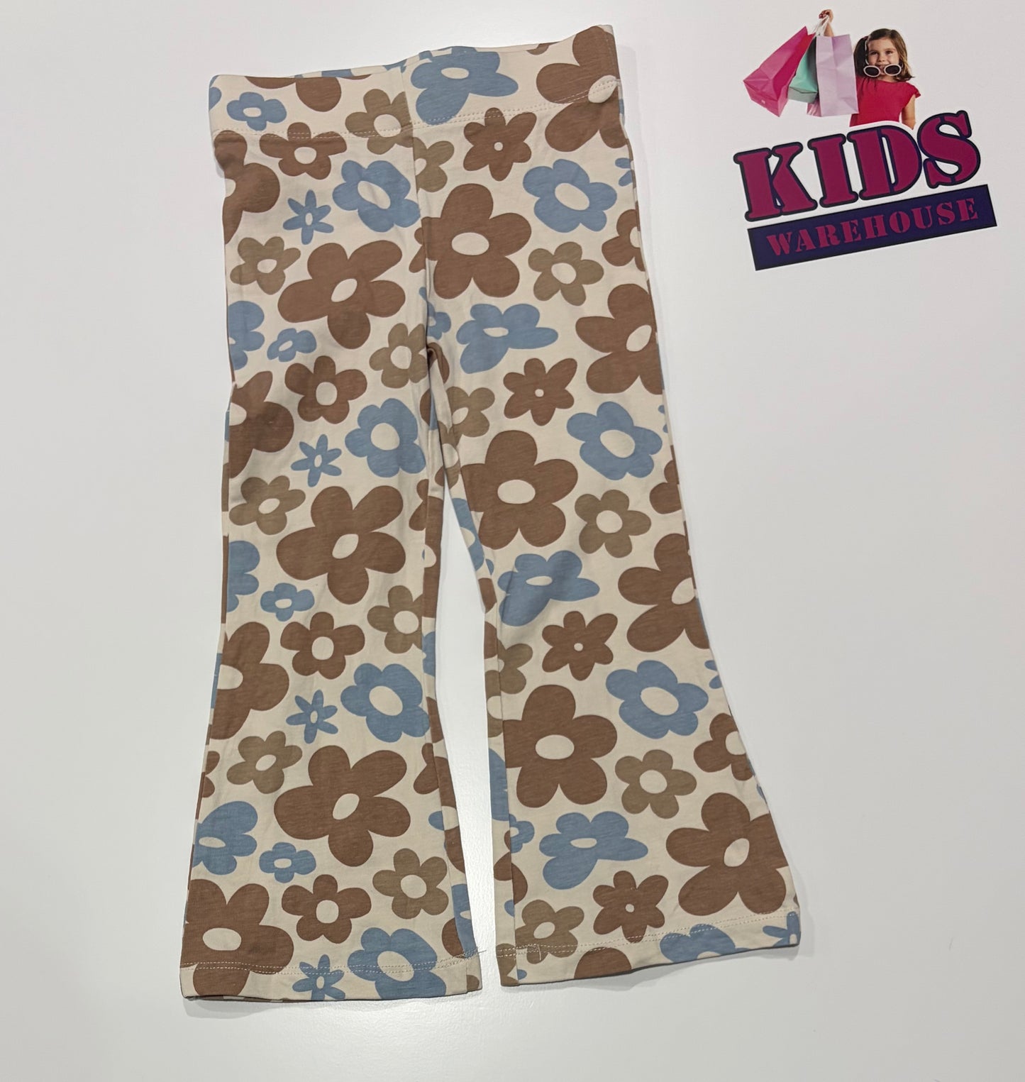Mini Mango Brown, Blue Floral Print Pants Size 3
