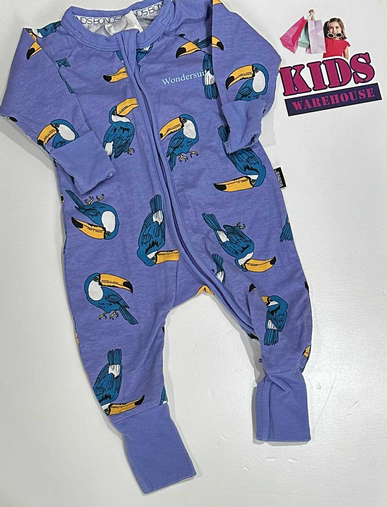 Bonds Purple Jumpsuit With Blue Bird Pattern Size 000