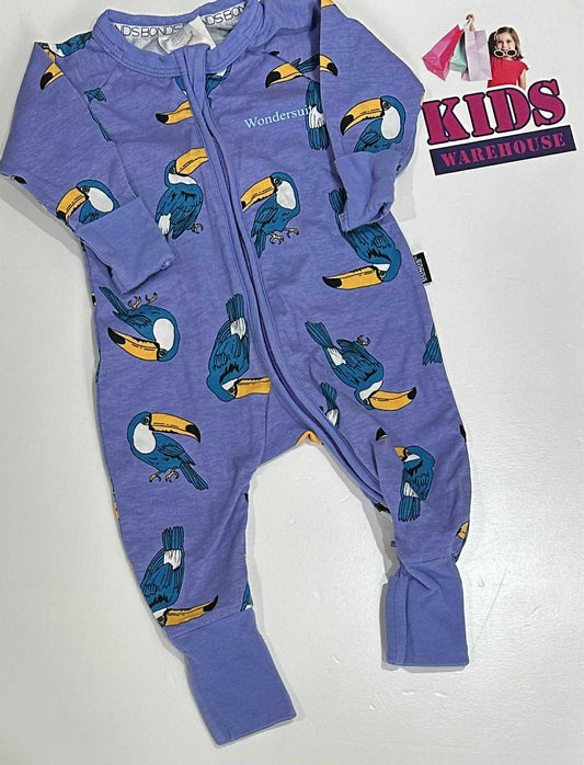 Bonds Purple Jumpsuit With Blue Bird Pattern Size 000