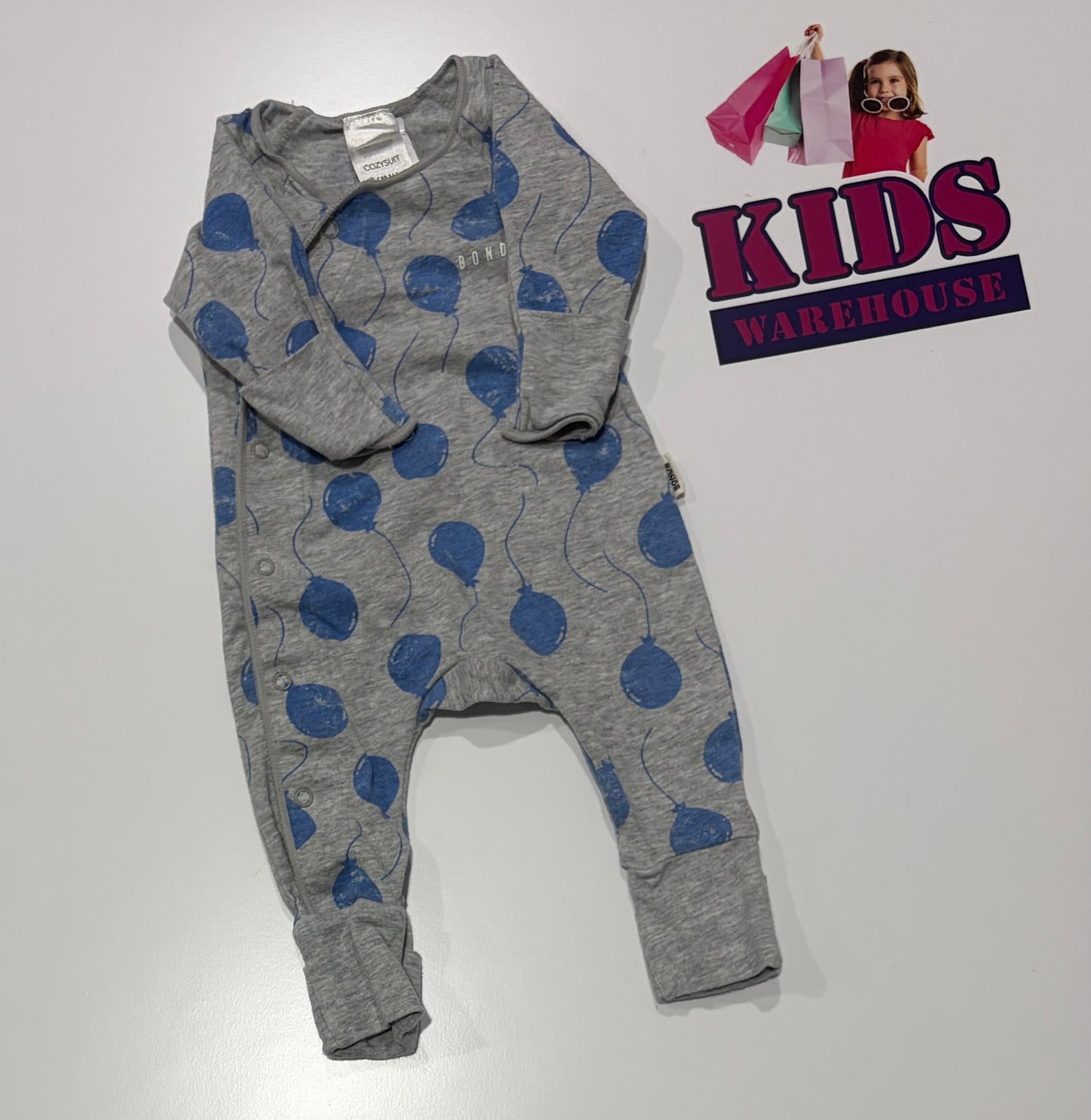 Bonds Grey, Blue Balloon Print Jumpsuit Size 00000