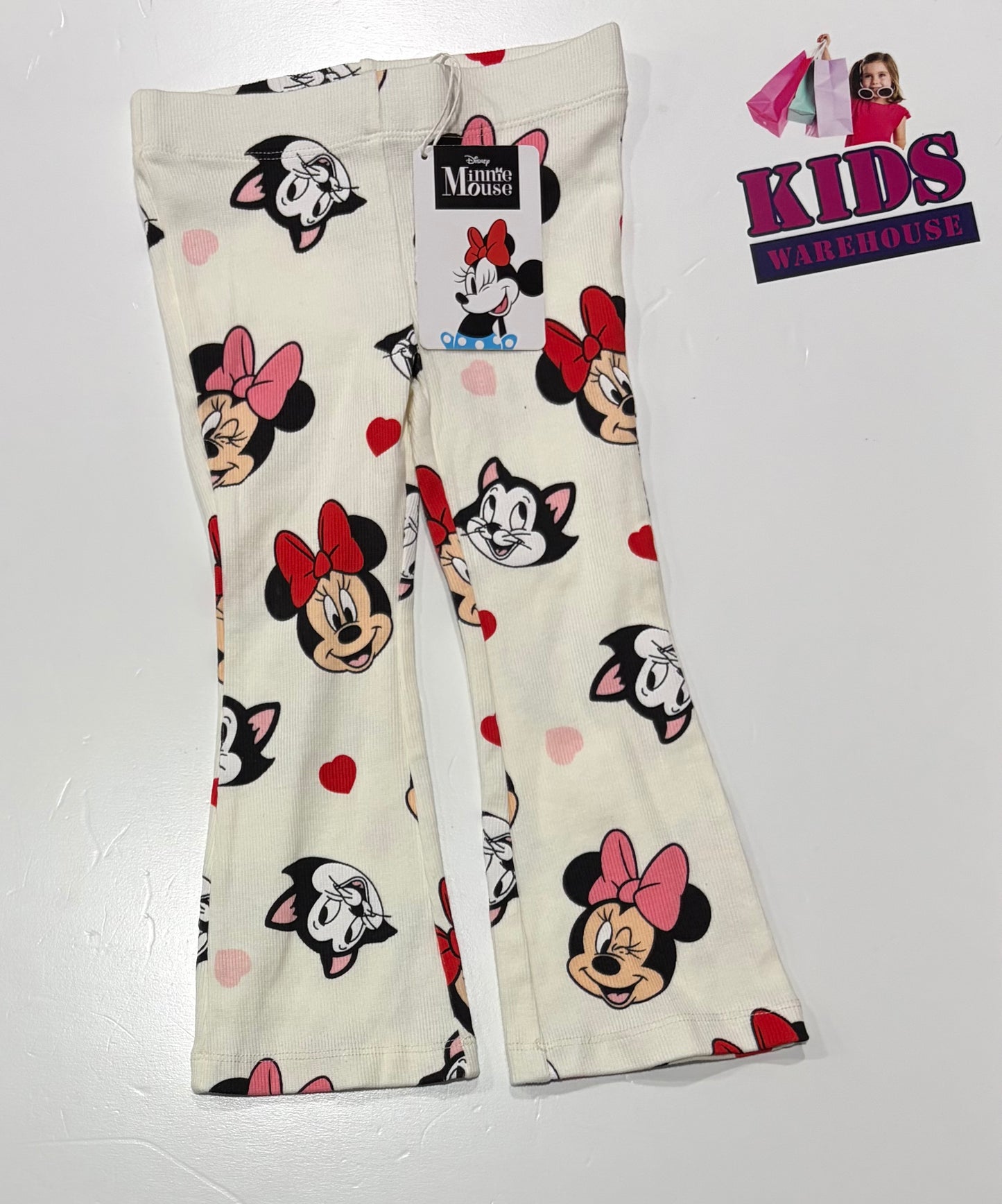 Not Used Disney Minnie Mouse White, Character Print Leggings Size 2