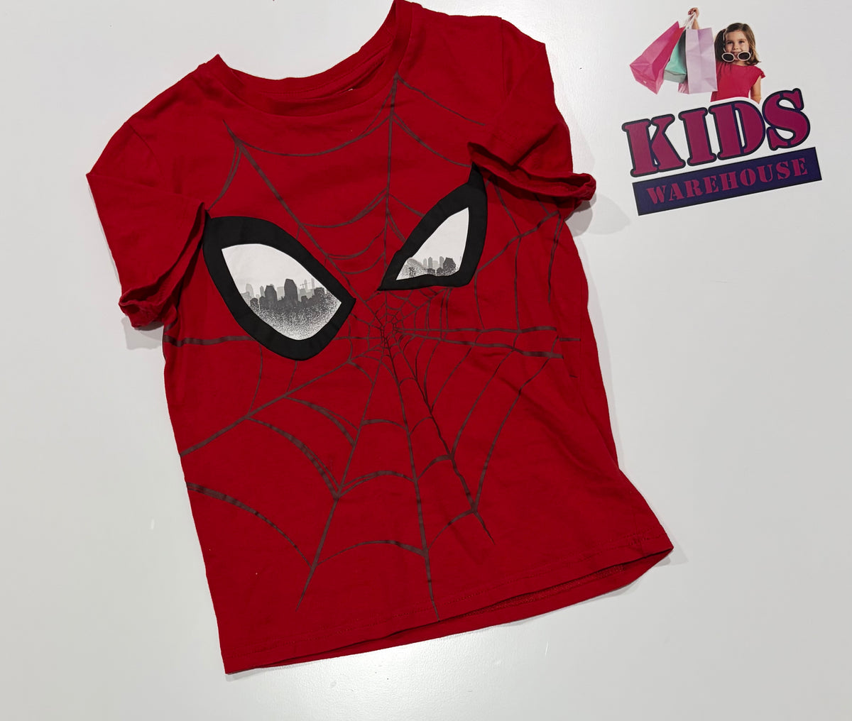 Marvel Spiderman Red, Mask Print Top Size 5