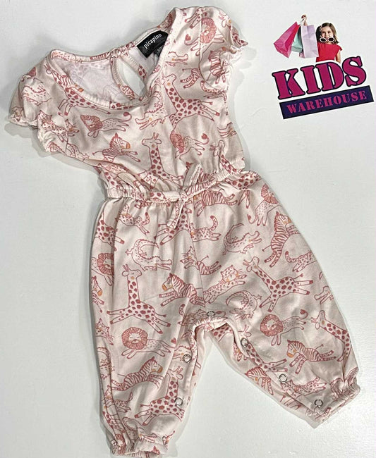 Picapino Pink Bodysuit With Animal Pattern Size 0
