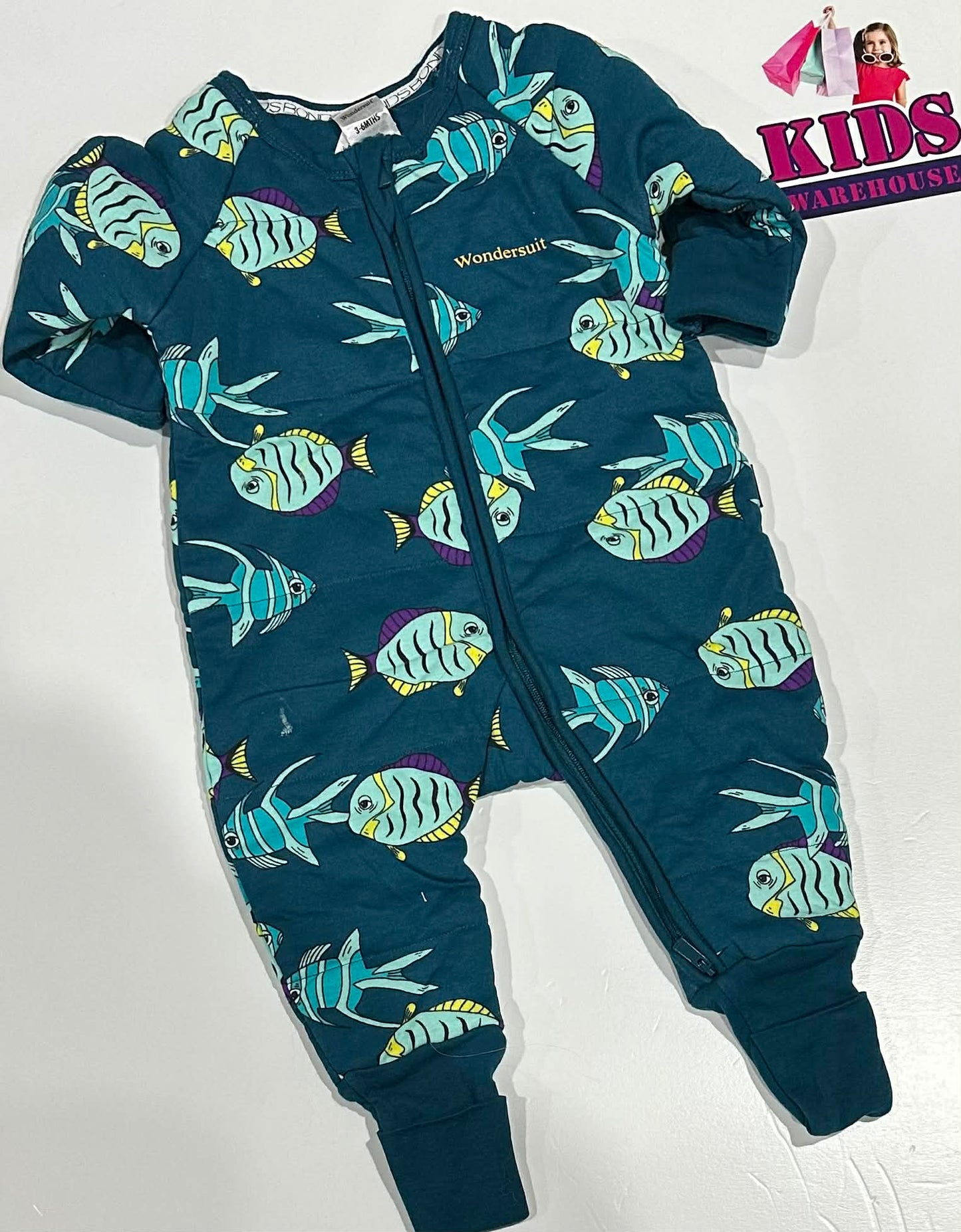 Bonds Green Thick Cushioning Jumpsuit With Fish Pattern Size 00￼