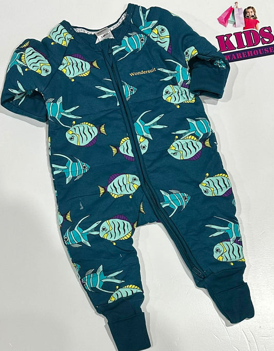 Bonds Green Thick Cushioning Jumpsuit With Fish Pattern Size 00￼