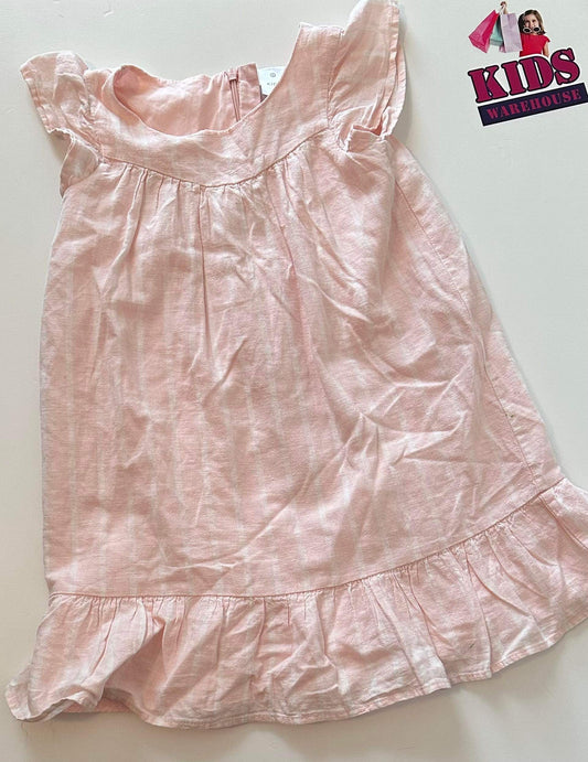 Target Pink & White Striped Ruffle Trim Dress Size 5