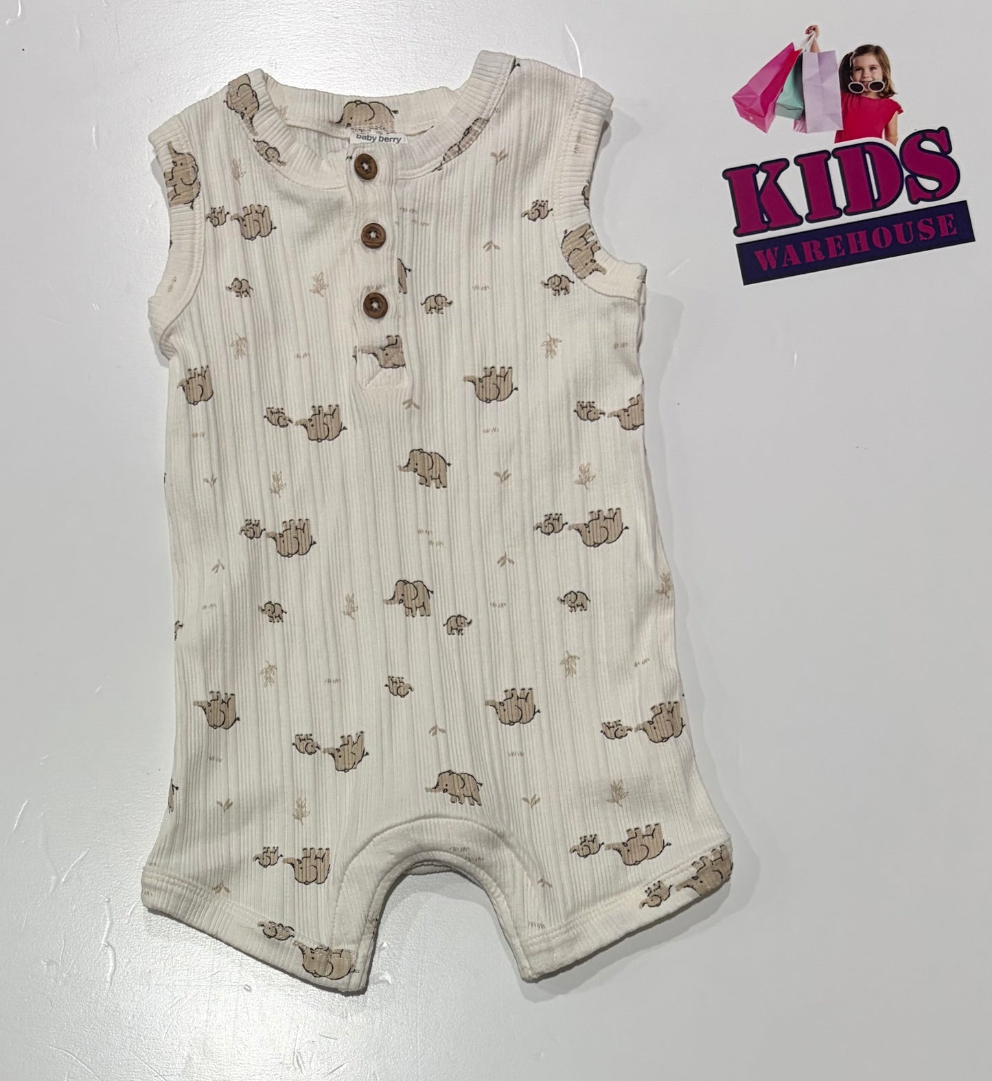 Baby Berry Cream, Elephant Print Jumpsuit Size 00