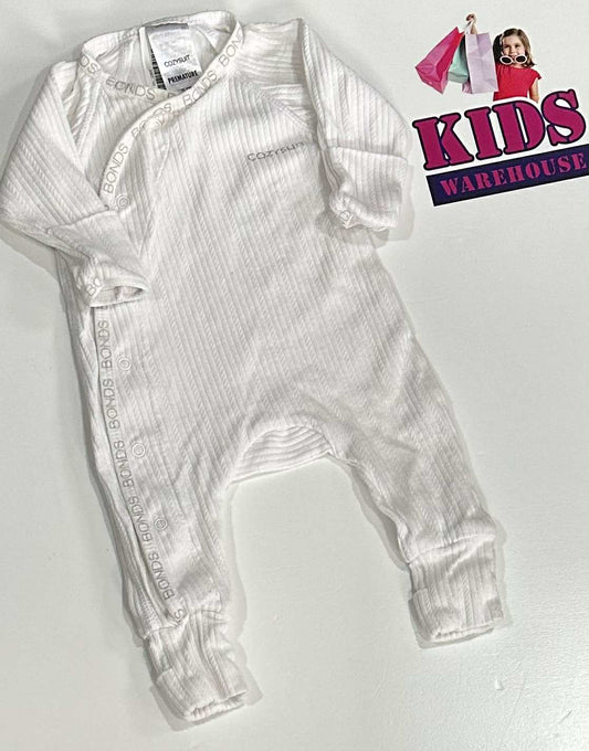 Premmie Bonds White Cozysuit Size 00000