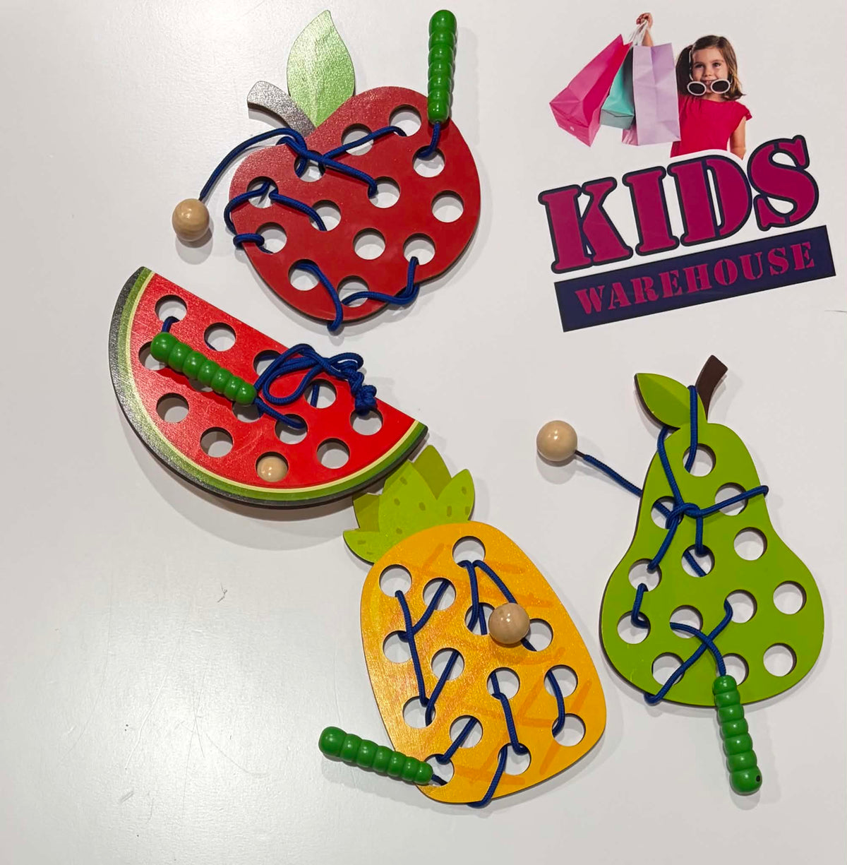 Wooden Fruit Shaped Threading Toy