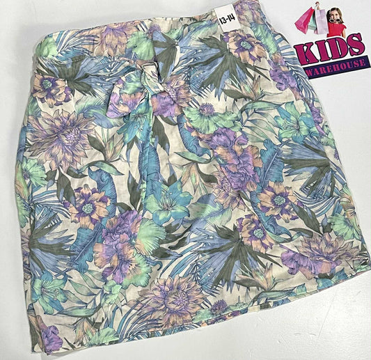 New Cotton On Blue Skirt With Flower Pattern Size 13-14