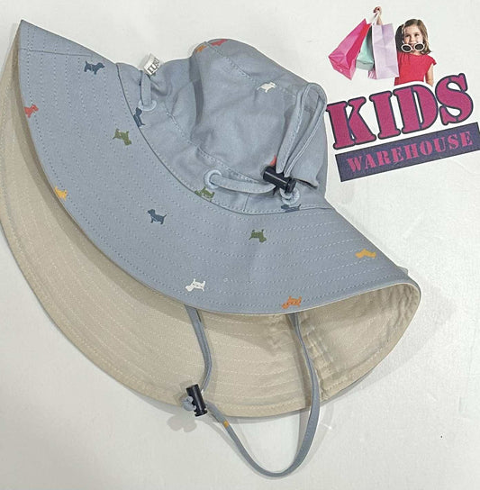 Toshi Blue, Coloured Sausage Dog Print Bucket Hat