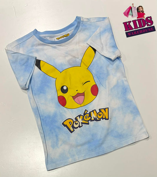 New Pokémon Blue & White Top With Pikachu Print Size 8